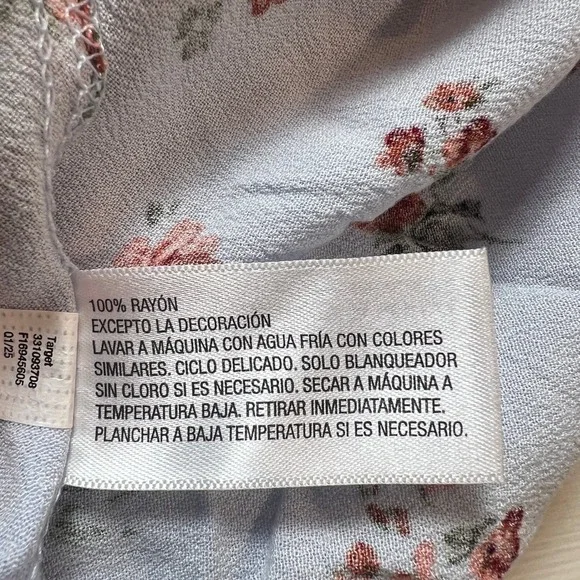 Wild Fable Women's Medium Blue Floral Dress Rayon Square Neck | Cottage - Picture 7 of 7